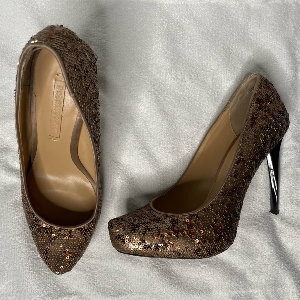 Rose gold sequin heels